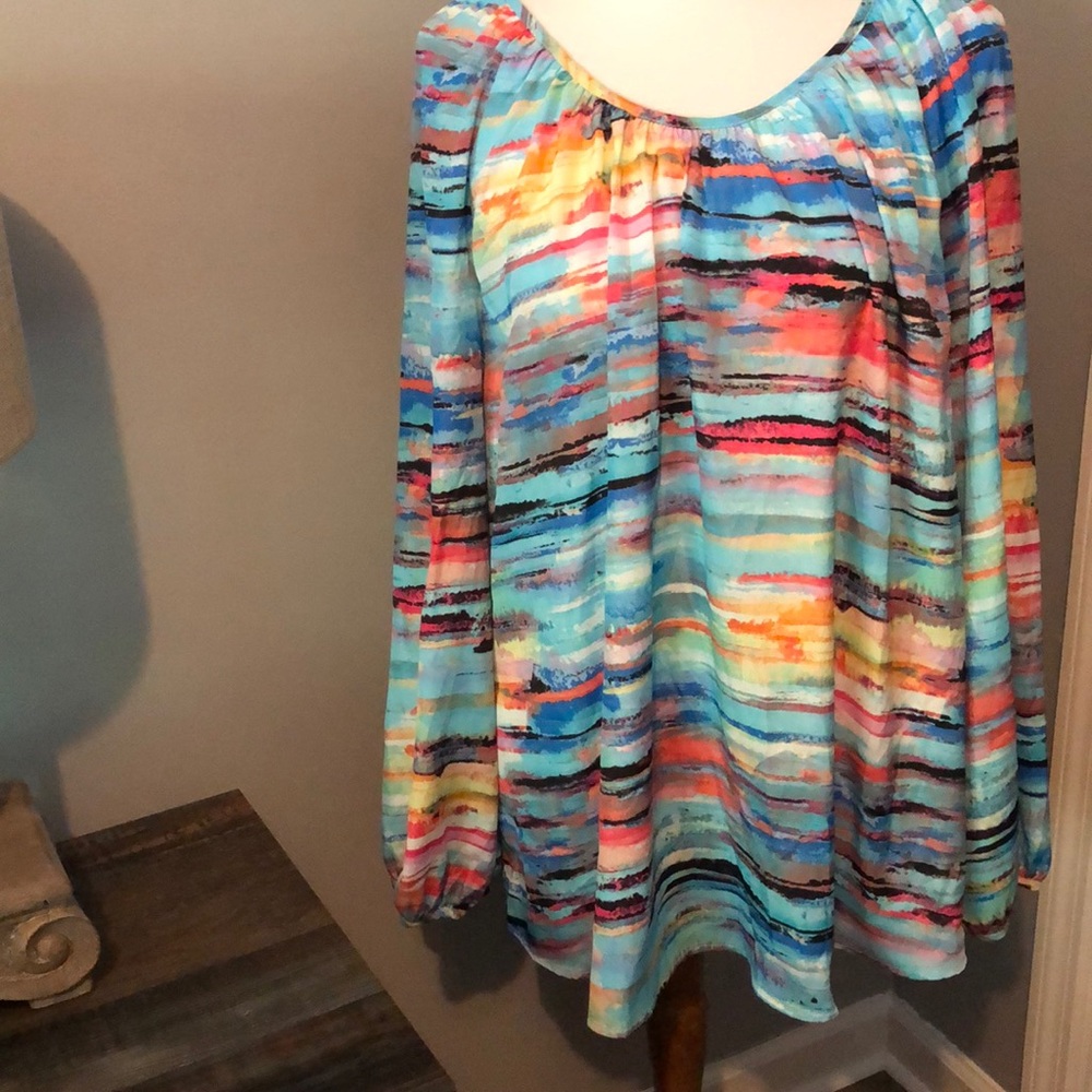 Spense Woman Long Sleeve Water okie Blouse Top 1X